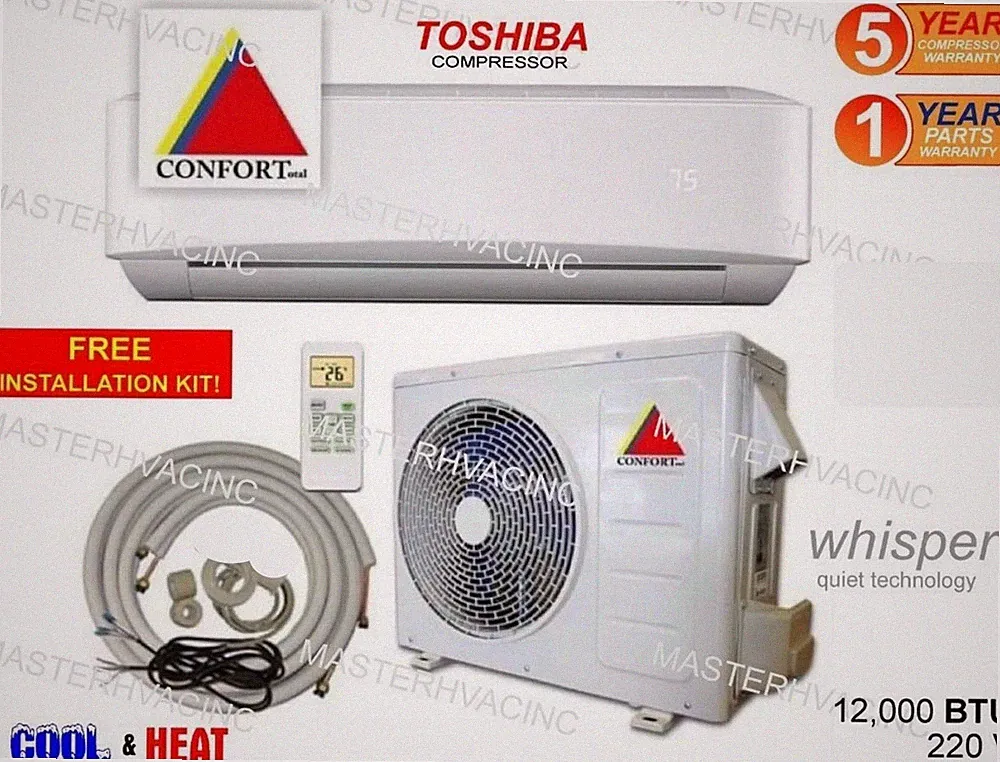 12,000 BTU Mini Split Air Conditioner, Heat Pump ductless 220V 1 Ton With/KIT