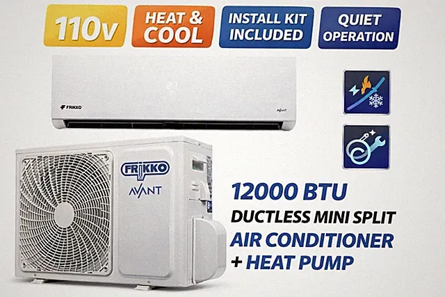 12000 BTU Mini Split Air Conditioner 110V Heat Pump Ductless AC System W/Kit