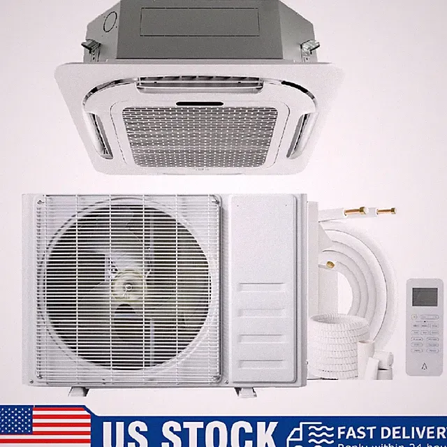 24000 BTU Ceiling Cassette Mini Split Heat Pump Air Conditioner AC 230V ,w/Kit