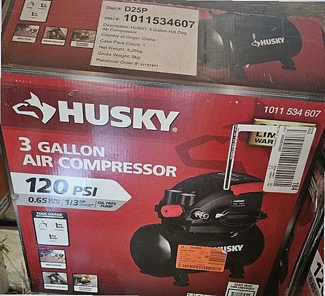 Husky 3 Gallon 120PSI Portable Electric Powered Hotdog Air Compressor