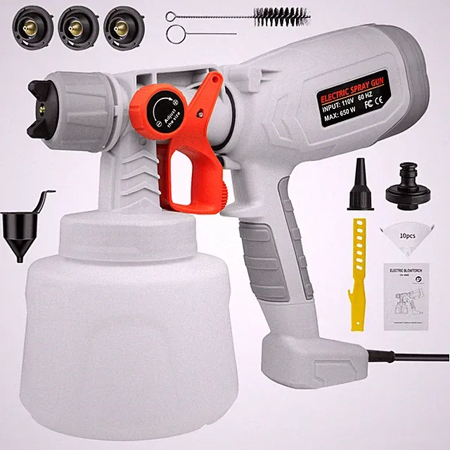 Paint Sprayer 1400ml Hvlp Spray Gun Electric Spray Paint Gun W/3 Nozzles Car DIY